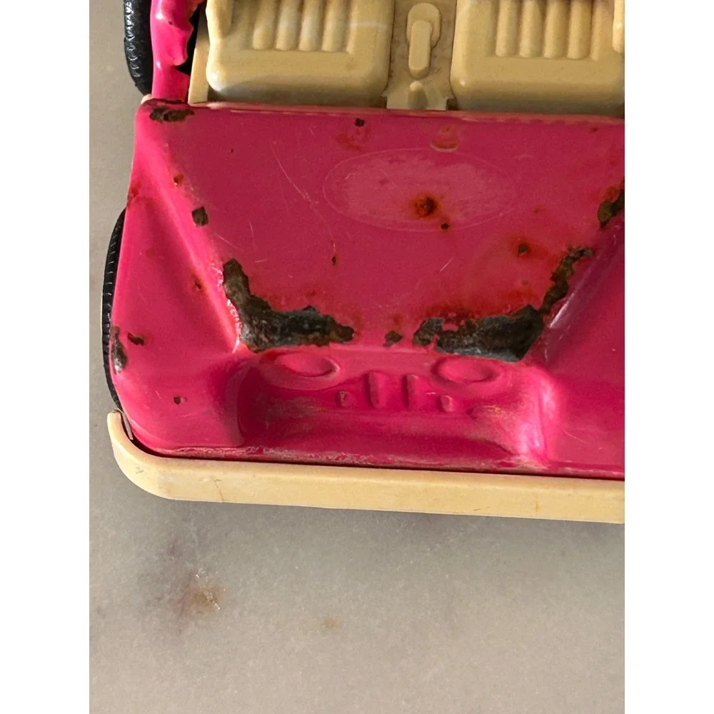 Vintage Tonka Pink Metal Jeep Pressed Steel Toy Car Magenta